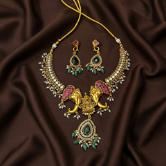 Kempu ELephant Set With Earrings - NN00939