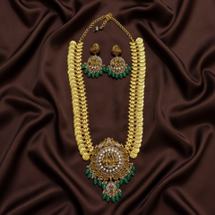 Shiva Parvathi Mozonite Kundan Pendant with Kaasu Haram - KH00210