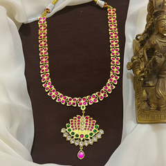 Jadau Stone Vintage Lotus Necklace - KN00634