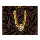 Grand And Elegant Long Kaasu Haram With Jadau Pendant - KH00369