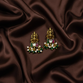 Jadau Nakshi Lakshmi Lotus Earrings With Back Screw - KE00576