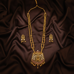 Beautiful Nakshi Balls Haram With Lakshmi Pendant And Earrings - NH00419