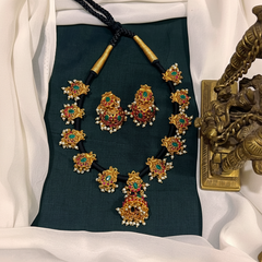 Kempu Jhumki Pattern Black Dori With Jhumkis - BD00156