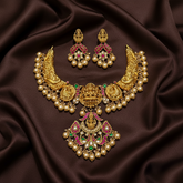 Nakshi Jadau Short Necklace with Earrings - KN00607