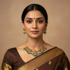 Beautiful Jadau Gold Polish Necklace - KN00638