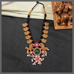 Beautiful Mango and Kundan Pendent In Black Dori - BD00144