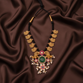 Beautiful Mango and Kundan Pendent In Black Dori - BD00144