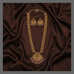 Antique Mango Haram With Peacock Pendent In Nakshi - NH00204