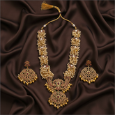 Beautiful Nakashi Haram in White Pearls Kundan Pendant & Matching Earrings - NH00349