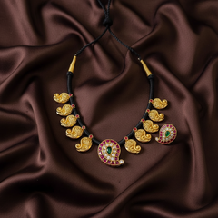 Black Dori in Mango Pendent in Jadau Kundan Necklace -BD004