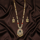 Navaratna CZ Stone Gold Polish Haram - NH00421