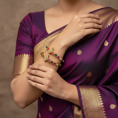 Navarathna Pair Bangle in Antique Polish - BG00664