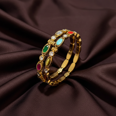 Jadau Navarathna Screw Openable Bangles - BG00694