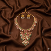Mango Jadau Long Haram 4 step Pendant With Pair Jhumki - KH00389