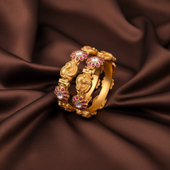 Peacock and Kundan Flower Bangles - BG00500