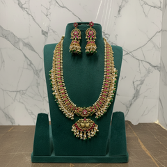 Jadau Long Guttipusalu Haram With Jhumki - KH00432