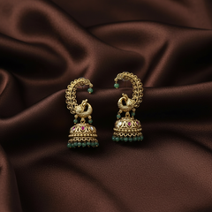 Nakshi Earcuff jhumkis with Peacock - NE00653