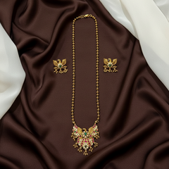 Simple Ball Chain With Gandaberunda pendant In Pota Stones - NH00449