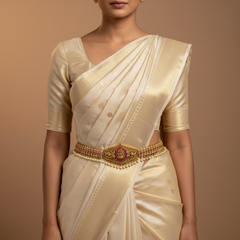 Beads And Pearls Jadau Lakshmi Waist Belt - WB0014