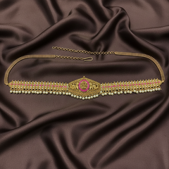 Beads And Pearls Jadau Lakshmi Waist Belt - WB0014