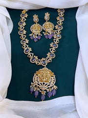 Elegant Lord Lakshmi Purple Victorian Necklace with Pendent - VN0045