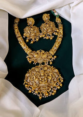 Lakshmi with Peacock in Nakshi Necklace with Earring - NN0093