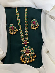Emerald Flower Necklace in Nakshi - NN00162