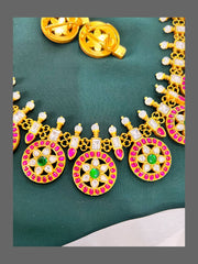 Jadau Bottumala Necklace In Broad Pattern - KN00262