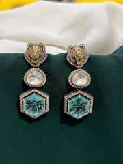 Tiger Earrings With Blue Stone - VE00142