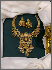 Beautiful Temple Design Lakshmi Kundan Necklace - KN00546