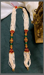 Multi Layer white Pearl with Side Multi colour Beads in Haram - PB00448