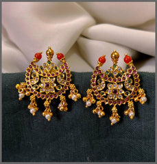 Coral Chandbali Earring In Nakshi - NE00610