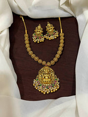 Nakshi lakshmi Pumpkin Pattern Gold Beads With Earrings - NN00947