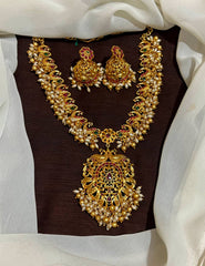 Guttipusalu Nakshi Necklace With Jhumkis - NN00193