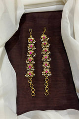 Leaf Pattern White and Red Jadau Maatil - MT0014