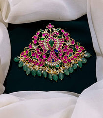 Beautiful Peacock in Kundan ruby Pendent - KP0055