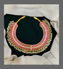 Multi Jadau Moon Necklace in gold Finish -KN00187