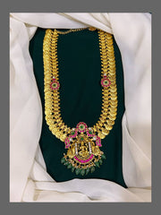 Kaasu Mala with Lakshmi and Peacock Pendent in Kundan - KH00184