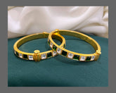 Green Screw Bangles Size -2.6 In kundan - BG00138