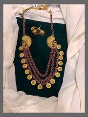 Ruby 3layer Lakshmi Kasu Haram In Nakshi - NH00212