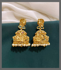 Beautiful Jhumki With White Pearl In Nakshi - NE00392