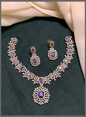 Purple stone Necklace and with White Stone in Diamond - DN0055