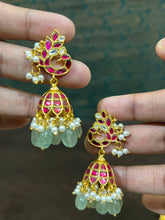 Jadau Peacock Jhumki With Screw Back - KE00566