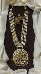 High Quality Temple Haram with Round Lakshmi Devi Pendant - KH00436