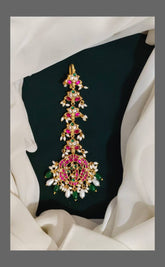 Ruby Flower Maang tikka in Kundan - HA0029