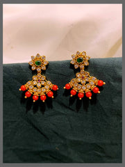 Simple and Beautiful White and Coral Earring - NE00536