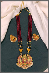 Marron and Green Haram With Pendant - PB00364