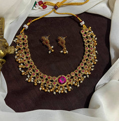 Antique Polish Necklace with Pearls and Gold Balls - NN0023