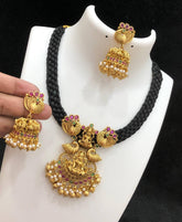 Devi pendent with peacock Black Dori in Nakshi - BD0014