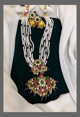 Pearl Haram With Jadau Pendant and Earrings - KH00209